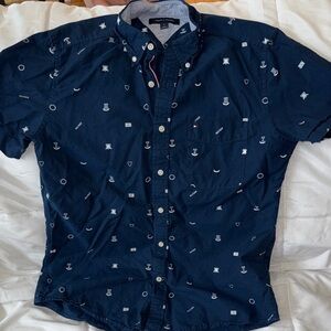 Tommy Hilfiger Dark Blue Patterned Men's Shirt